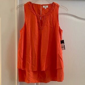 Crown & Ivy Vibrant Orange Sleeveless Blouse